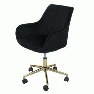 Décoshop26 - Chaise de bureau pivotante assise en velours noir avec accoudoir base dorée 04_0006208 - noir 3000261643067