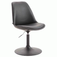 Décoshop26 - Chaise de salle à manger x1 pivotante hauteur réglable en PVC noir et pied trompette en métal noir 10_0003760 - noir 3000251752694 Décoshop26 - Chaise de salle à manger x1 pivotante hauteur réglable en PVC noir et pied trompette en métal noir 10_0003760 - noir 3000251752694