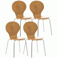 Décoshop26 - Lot de 4 chaises de cuisine salle à manger empilables dossier arrondi en bois chêne et métal chromé 10_0003181 - 3000251442144 Décoshop26 - Lot de 4 chaises de cuisine salle à manger empilables dossier arrondi en bois chêne et métal chromé 10_0003181 - 3000251442144
