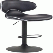 Décoshop26 - Tabouret de bar x1 sièges modernes aux lignes ondulées en PVC noir pied trompette métal noir 10_0005681 - noir métal 3000265153555