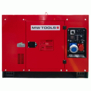 Groupe électrogène insonorisé diesel 9,6 kW 230 V + 12,5 kW 3x400 V - Avec régulateur AVR - Connecteur pour ATS MW Tools DG120E