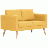 Helloshop26 - Canapé 2 places de salon salle de séjour maison intérieur tissu jaune 02_0018964 - jaune Bois massif 3000939988001