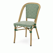 Kosmi Chaise Brasserie Extérieur Terrasse de Café en Aluminium et Textilène Tressé en Vert et Blanc - vert aluminium 3760301699347 Kosmi Chaise Brasserie Extérieur Terrasse de Café en Aluminium et Textilène Tressé en Vert et Blanc - vert aluminium 3760301699347