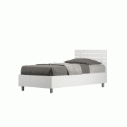 Lit Coffre Simple 80X200 Tête De Lit Droite À Lattes Ankel En Frêne Blanc - blanc VE082ANKELDBF-CT