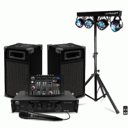 Pack Sono 300W Bm Sonic BMS-DJ300-USB-BT Initiation DJ Enceintes Ampli Table de Mixage Bluetooth, Kit d'éclairage Xperformer LED - 3666638035103