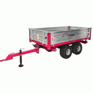 Remorque double essieu 2500 kg pour Micro-Tracteur - Benne basculante hydraulique 3 côtés - 2400 x 1350 x 400 mm - Attelage anneau ø50 mm Torros AHRT2507H