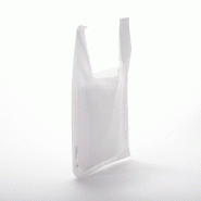Sac plastique à bretelles blanc 50µ 21x11x35cm - par 300 - Polyéthylène basse densité - Robuste et polyvalent