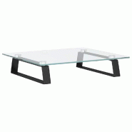 Support de moniteur table meuble bureau 40 x 35 x 8 cm verre trempé et métal noir 02_0044862 - noir verre 3000220456660
