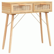 Table console Marron 80x30x75 cm Bois massif pin /rotin naturel Modèle Atlas Nova - 345626