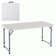 Table rectangulaire pliante en 2 format valise Blanche 122 x 61cm LIFETIME - blanc multi-matériau 92100_0