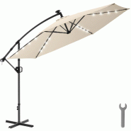 TecTake GmbH tectake Parasol à pied déporté Artemis, pivotant à 360°, LED solaire, 3,5 x 3,5 m  Beige - beige acier 406555_0