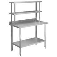 Vidaxl table de travail de cuisine avec étagère 120x60x150 cm inox 3054471