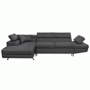 Vivabita Canapé d'angle convertible moderne en tissu Elpasso - gris 3665367209885