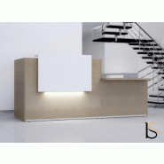 Bureau d'accueil lumineux Tera - MDD - 206, Chêne Canadien, Blanc mat, Droite