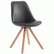 Décoshop26 - Chaise de cuisine salle à manger scandinave assise en PVC noir 4 pieds en bois forme carré clair 10_0003409 - noir 3000251567014 Décoshop26 - Chaise de cuisine salle à manger scandinave assise en PVC noir 4 pieds en bois forme carré clair 10_0003409 - noir 3000251567014