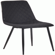 Décoshop26 - Chaise de salle à manger x1 coutures décoratives en losange assise en tissu noir et pieds métal noir 10_0007277 - noir métal 3000266