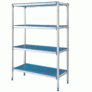 Diamond - Rayonnage linéaire en aluminium anodisé 4 niveaux - réf. RLA/104-4/EF - argenté inox AKS-RLA/104-4/EF