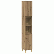 Helloshop26 - Armoire de salle de bain chêne artisanal 30 x 30 x 190 cm avec grand espace de rangement style naturel en bois 02_0051031 - Bois massif