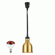Lampe chauffante infrarouge "CLOCHE" suspendue réglable en hauteur Or (Ampoule rouge) PREMIUM - GOLDINOX - doré aluminium 3701770846337