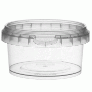 Pot rond transparent avec couvercle inviolable 210cc D9,5x5,1cm - par 494
