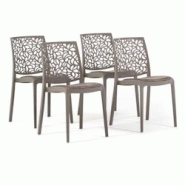 RATTATAN Lot de 4 chaises en polypropylène avec coussin, empilables, design moderne pour cuisine, salle à manger, bar ou restaurant – Anna – Tau RATTATAN Lot de 4 chaises en polypropylène avec coussin, empilables, design moderne pour cuisine, salle à manger, bar ou restaurant – Anna – Tau