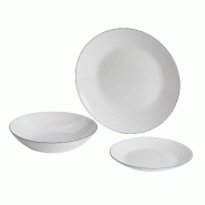 San Ignacio - Service de vaisselle 12 pièces blanc avec bord bleu - blanc Verre opale Q4827_0