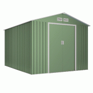 Wasabi - Abri de Jardin Métal 8,08m2 Light Green – Porte coulissante double - Grilles de ventilation - Cabane extérieur - Cabanon rangement - vert