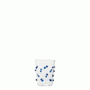 Zafferano Lot de 6 Verres Party Tumbler Junior en Verre Borosilicaté Bleu avec Décoration à Pois Faits à la Main, Résistants aux Chocs Thermiques