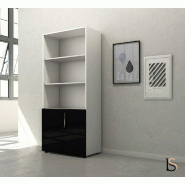 Armoire haute mixte à portes battantes Luxury - Ofitres - Noir_0