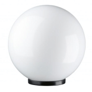 Boule en résine diamètre 250 mm- résistant au bord de mer et aux salins. Ip43- coloris blanc- base noire- modèle vic