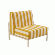 Chauffeuse rayé pour salon de jardin modulable en tissu jaune clair - jaune aluminium 114797