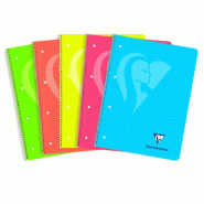 Clairefontaine Lot de 5 Cahier Mimesys Néon A4+, 240p./120 feuilles perfo. Détachables 90 g/m² rel. Intégrale, col. Assortis (4), quadrillé 5x5 -