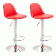 CLP Lot de 2 tabourets de bar Kiel en Similicuir Rouge - rouge 304559 CLP Lot de 2 tabourets de bar Kiel en Similicuir Rouge - rouge 304559