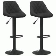 Décoshop26 - Lot de 2 tabourets de bar chaises hautes en velours noir coutures losange et acier noir DEC029831 - noir 3000257581151