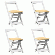 Décoshop26 - Lot de 4 chaises de cuisine ou salle à manger pliables en bois de pin et MDF blanc DEC026288 - blanc Bois massif 3000255733835