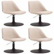 Décoshop26 - Lot de 4 chaises de salle à manger pivotante hauteur réglable en tissu crème et pied trompette en métal noir 10_0008447 - 3000266660946