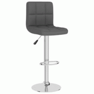 Décoshop26 - Tabouret de bar x1 chaise haute avec dossier en tissu gris foncé et acier DEC029485 - gris 3000257399848