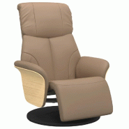 Fauteuil inclinable avec repose-pieds cappuccino similicuir Modèle Fervella - 356628
