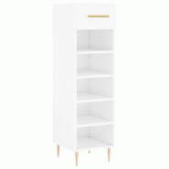 Helloshop26 - Armoire à chaussures moderne avec tiroir 30 x 35 x 105 cm en bois blanc brillant 02_0048734 - blanc Bois massif 3000235445222