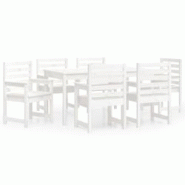 Helloshop26 - Ensemble à dîner salon de jardin meuble d'extérieur 7 pièces blanc bois massif de pin 02_0014338 - 3000132951536 Helloshop26 - Ensemble à dîner salon de jardin meuble d'extérieur 7 pièces blanc bois massif de pin 02_0014338 - 3000132951536