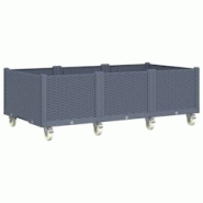 Helloshop26 - Jardinière bac lit surélevé plantes fleurs terrasse jardin à roulettes 150 x 80 x 54 cm PP gris 02_0038832 - 3000217940967 Helloshop26 - Jardinière bac lit surélevé plantes fleurs terrasse jardin à roulettes 150 x 80 x 54 cm PP gris 02_0038832 - 3000217940967