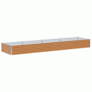 Helloshop26 - Jardinière surélevée design industriel extérieur 390 x 100 x 36 cm drainage optimal en acier galvanisé marron clair 02_0059048 - ma
