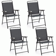 Helloshop26 - Lot de 4 chaises pliantes de jardin en 59 x 63 x 92 cm confortables et légères style moderne en métal gris 20_0020883 - 3000233732980