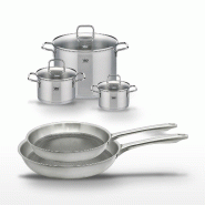 Lot de 2 poêles 24/28 cm et 3 faitouts 16/20/26 cm Elo Relief Passion - gris Acier inoxydable 18/10 3176239953800
