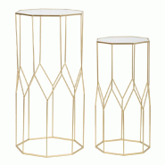 Mauro Ferretti Paire De Tables De Téléphone Carrées En Verre Et Métal Doré - Design Glamour Moderne - Style Glamour 1427820000 - doré 1427820000