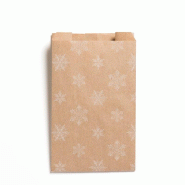 Pochettes cadeaux kraft vergé "Flocons" 16+8x27cm - par 150