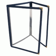 Protège menu 3 volets A5 PVC bordure bleu