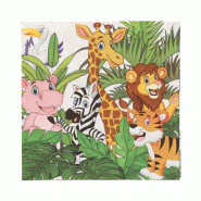 Serviettes, 3 plis pliage ¼ 33 cm x 33 cm "Jungle" (200 unités) PAPSTAR - multicolore papier 37186-C