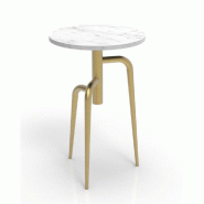 Table Minea white plateau en marbre Ø35x65 cm