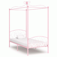 VidaXL Cadre de lit à baldaquin sans matelas rose métal 100x200 cm Modèle Belvionel - 284487